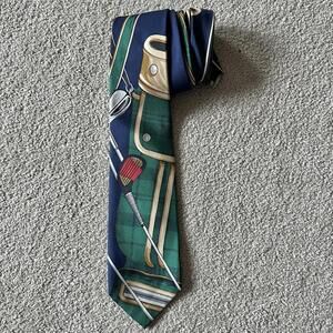 Vintage Polo Ralph Lauren Golf Tie Made In USA 100% Silk Clubs Bag Graphic
